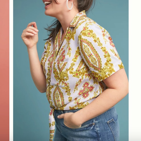 ⭐️Echarpe Button Down Chic Girly Hipster Hippie Paisley Boho Bohemian Classy Top - Picture 6 of 9